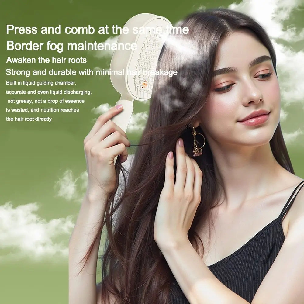 New Electric Hair Care Spray Massage Comb Anti-Static Self-Cleaning Spray Airbag Combs Hair Oil Applicator Women Girls